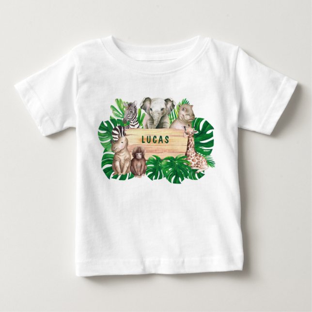 Wild One 1st Birthday Jungle Baby T-Shirt (Front)