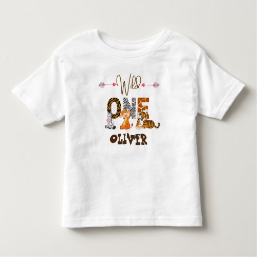 Wild One 1st Birthday Jungle Baby Toddler T_shirt
