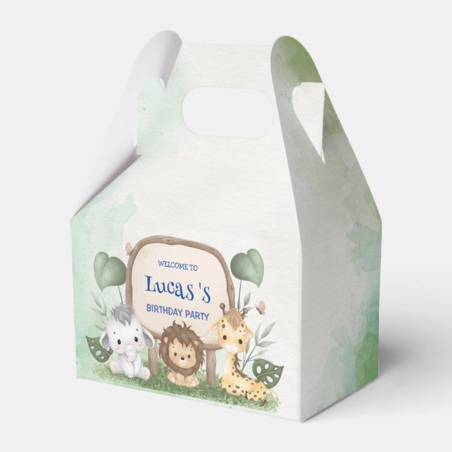 wild one 1st birthday jungle safari Birthday party Favor Boxes (Front Side)