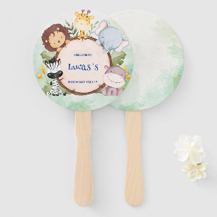 wild one 1st birthday jungle safari Birthday party Hand Fan