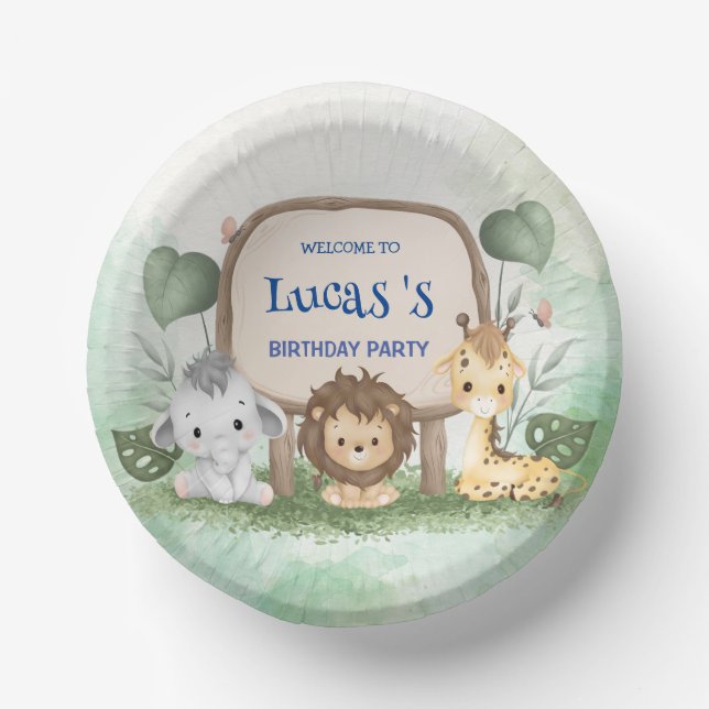 wild one 1st birthday jungle safari Birthday party Paper Bowls (Front)