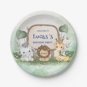 wild one 1st birthday jungle safari Birthday party Paper Plates