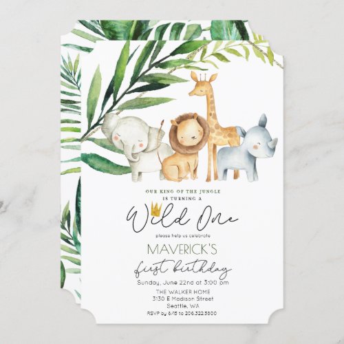 Wild One 1st Birthday Jungle Safari Invitation