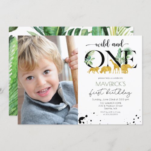 Wild One 1st Birthday Jungle Safari Invitation