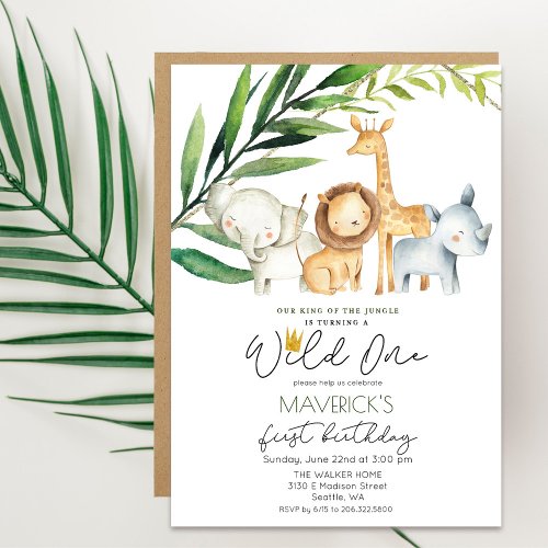 Wild One 1st Birthday Jungle Safari Invitation