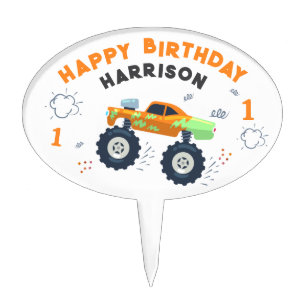 Wild One 1st Birthday Kids Monster Car Trucks Cake Topper