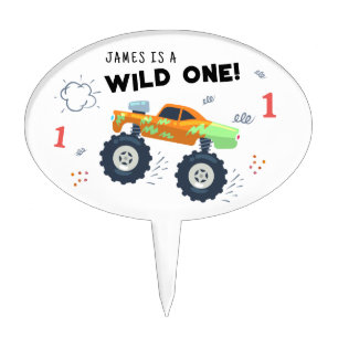 Wild One 1st Birthday Kids Monster Car Trucks Cake Topper