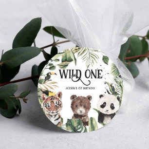 Wild One 1st Birthday King of Things Crown Classic Round Sticker