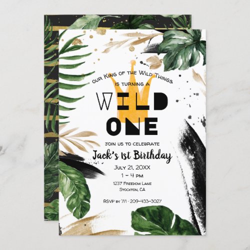 Wild One 1st Birthday  King of Things Crown Invitation