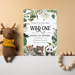 Wild One 1st Birthday   King of Things Crown Invitation