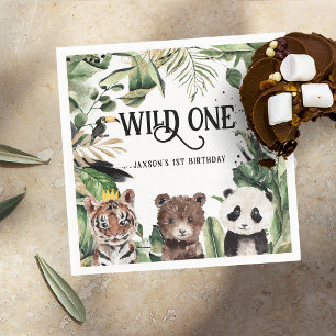 Wild One 1st Birthday King of Things Crown Napkins