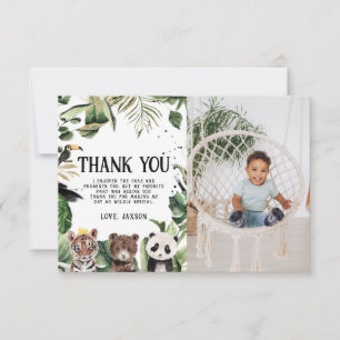Wild One 1st Birthday King of Things Crown Thank You Card