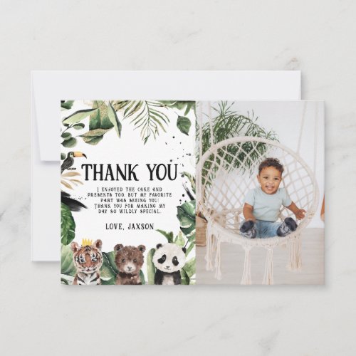 Wild One 1st Birthday  King of Things Crown Thank You Card