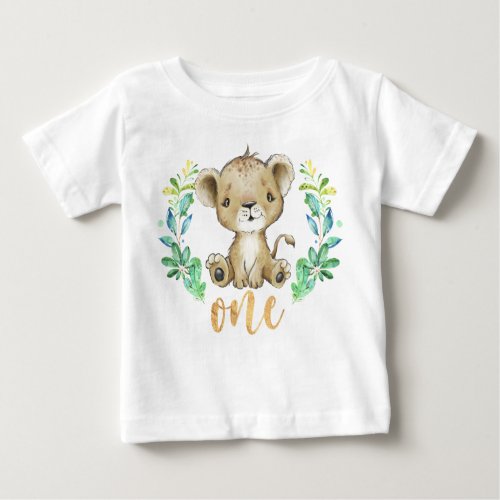 Wild One 1st Birthday Lion Baby T_Shirt