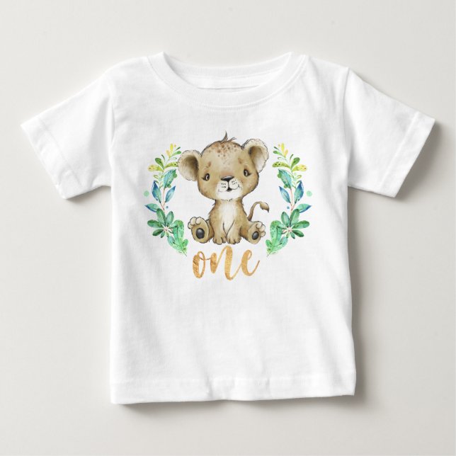 Wild One 1st Birthday Lion Baby T-Shirt (Front)