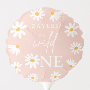 Wild One 1st Birthday Party Boho Blush Pink Daisy  Balloon
