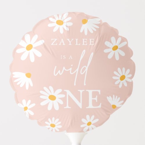 Wild One 1st Birthday Party Boho Blush Pink Daisy  Balloon