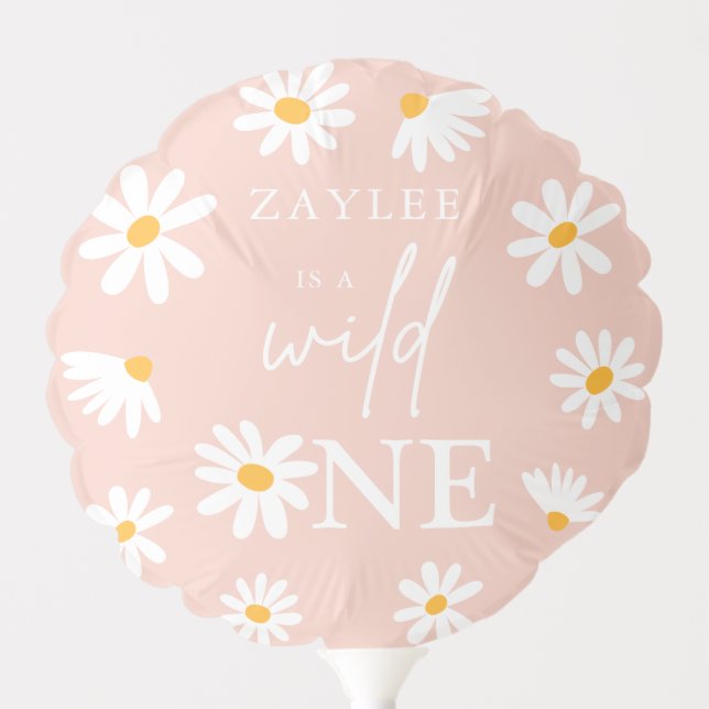 Wild One 1st Birthday Party Boho Blush Pink Daisy  Balloon (Front)