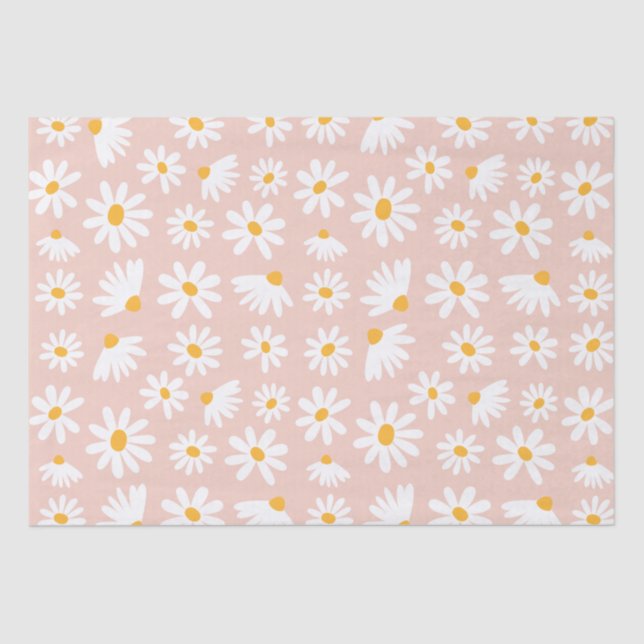 Wild One 1st Birthday Party Boho Blush Pink Daisy  Tissue Paper (Front)
