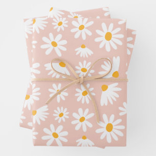 Wild One 1st Birthday Party Boho Blush Pink Daisy Wrapping Paper Sheets