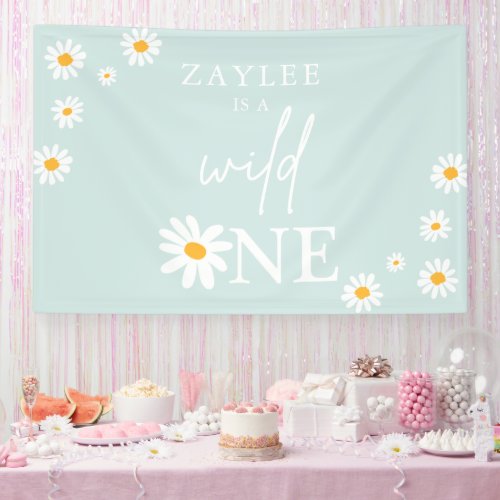 Wild One 1st Birthday Party Boho Daisy Welcome Banner
