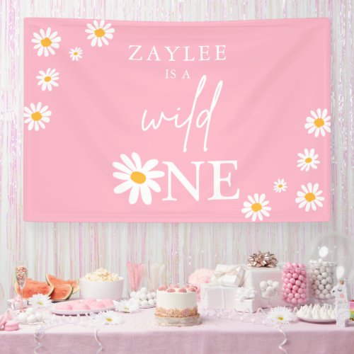 Wild One 1st Birthday Party Boho Daisy Welcome Banner