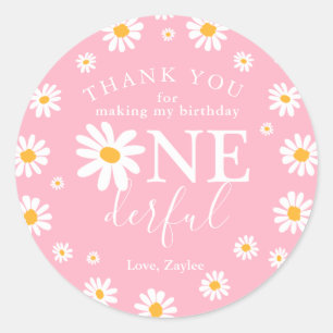 Wild One 1st Birthday Party Boho Retro Daisy Class Classic Round Sticker