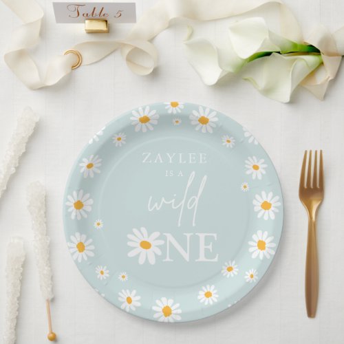 Wild One 1st Birthday Party Boho Retro Daisy Paper Paper Plates