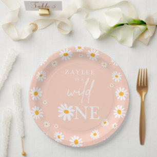 Wild One 1st Birthday Party Boho Retro Daisy Paper Plates