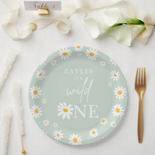 Wild One 1st Birthday Party Boho Retro Daisy Paper Plates