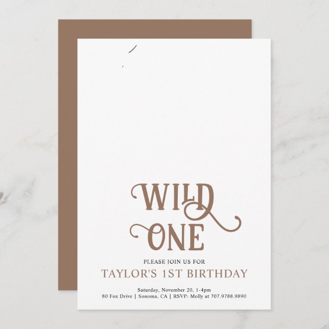Wild One 1st Birthday Party Invitation (Front/Back)