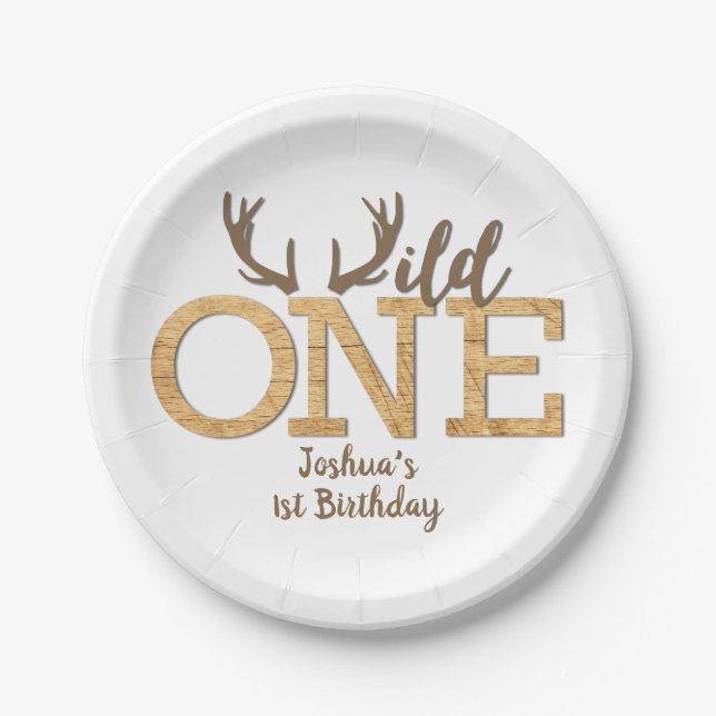 Wild One 1st Birthday Party Paper Plates (Front)