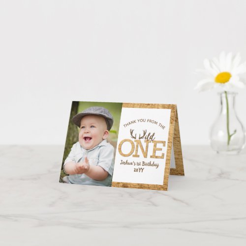 Wild One 1st Birthday Party Photo Thank You Card