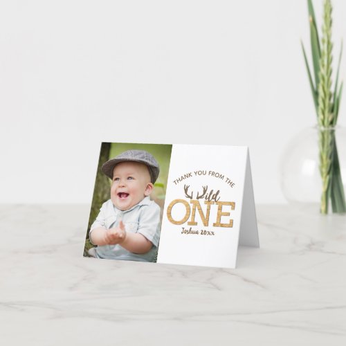Wild One 1st Birthday Party Photo Thank You Card