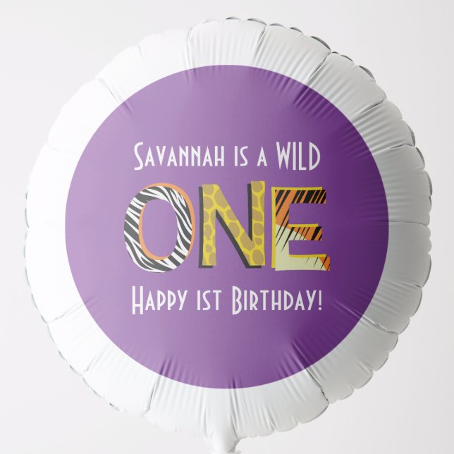 Wild One 1st Birthday Party Safari Balloon (Front)