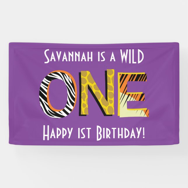 Wild One 1st Birthday Party Safari Banner (Horizontal)