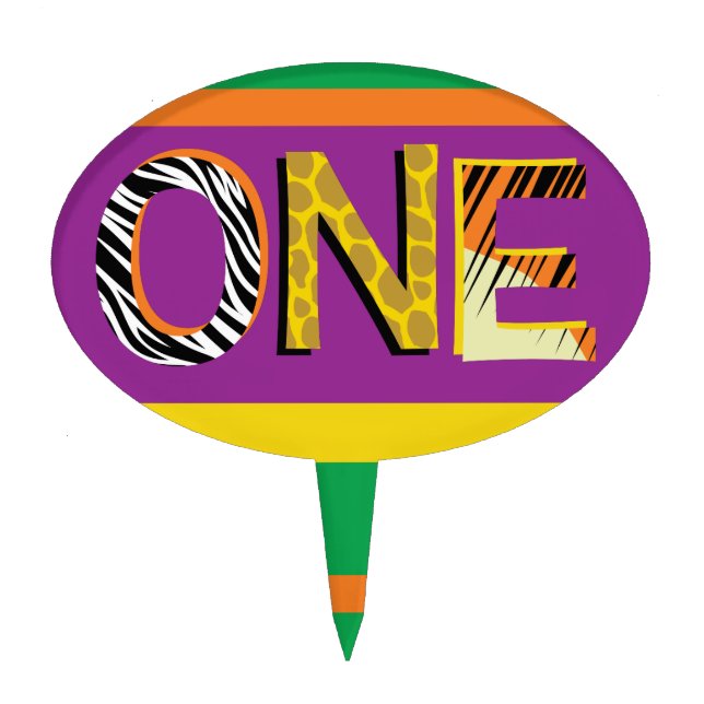 Wild One 1st Birthday Party Safari Cake Topper (Front)