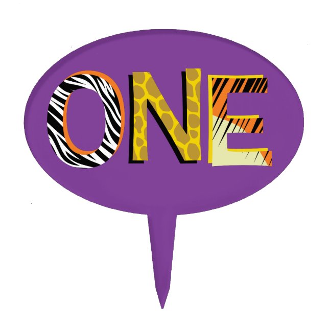 Wild One 1st Birthday Party Safari Cake Topper (Front)