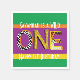 Wild One 1st Birthday Party Safari Napkins