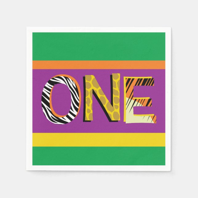 Wild One 1st Birthday Party Safari Napkins (Front)