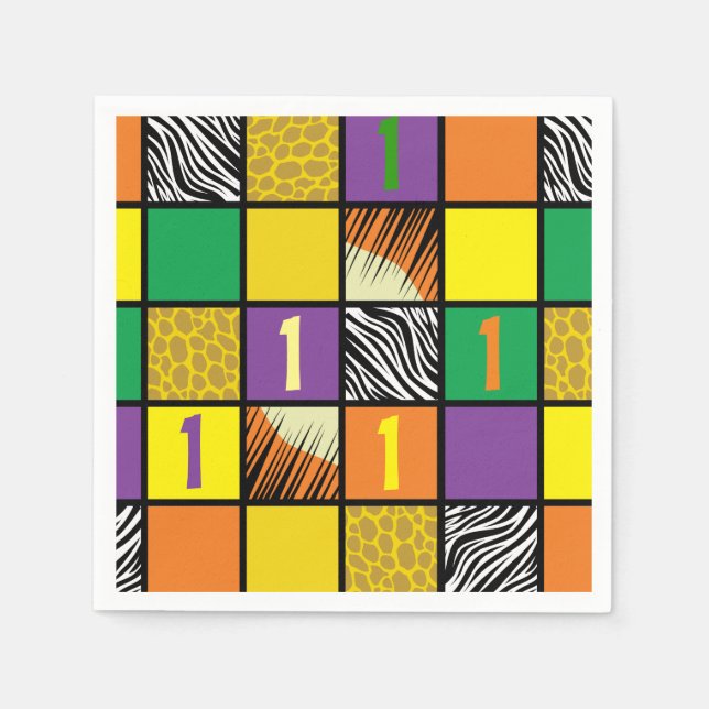 Wild One 1st Birthday Party Safari Napkins (Front)