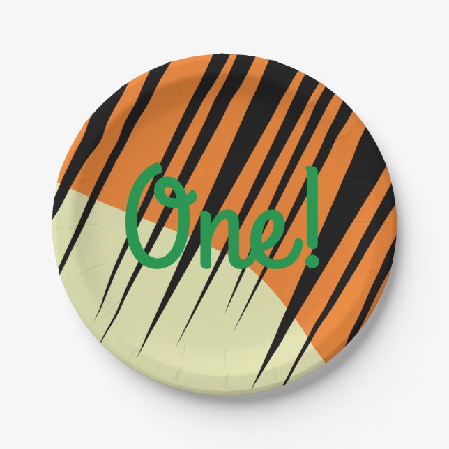 Wild One 1st Birthday Party Safari Paper Plates (Front)