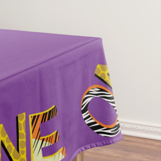Wild One 1st Birthday Party Safari Tablecloth (In Situ)