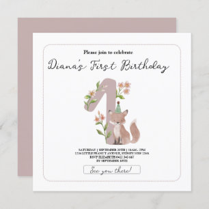 wild one,1st birthday party,woodland animals,fores invitation