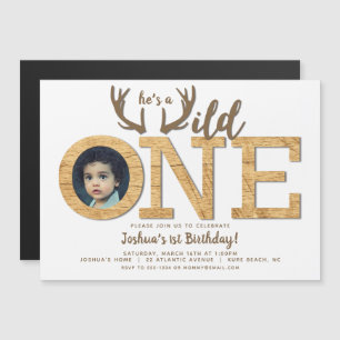Wild One 1st Birthday Photo Magnetic Invitation