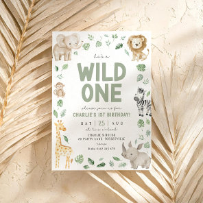 Wild One 1st Birthday Safari Animal Jungle Invitation