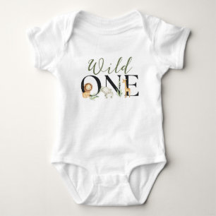 Wild One 1st Birthday Safari Animals Baby Boy Bodysuit