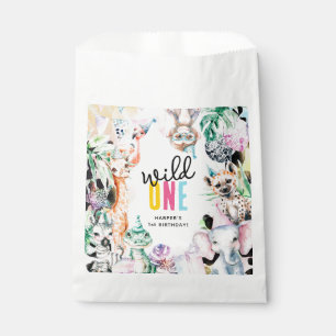 Wild One 1st Birthday Safari Animals Favor Bag