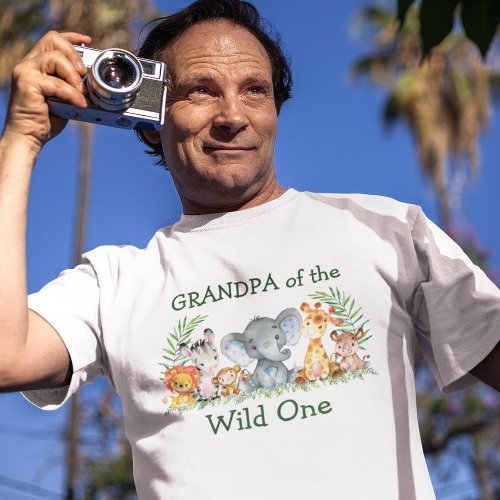 Wild One 1st Birthday Safari Animals Grandpa T_Shirt