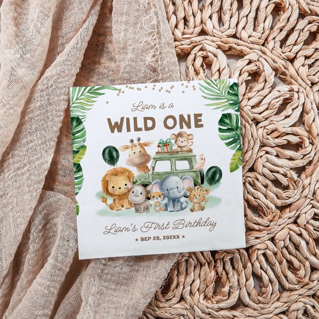 Wild One 1st Birthday Safari Animals Napkins (Creator Uploaded)
